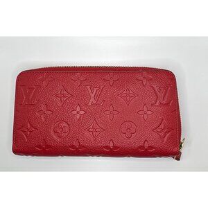 Louis Vuitton Monogram Empreinte Zippy‎ Wallet Red Leather Authentic